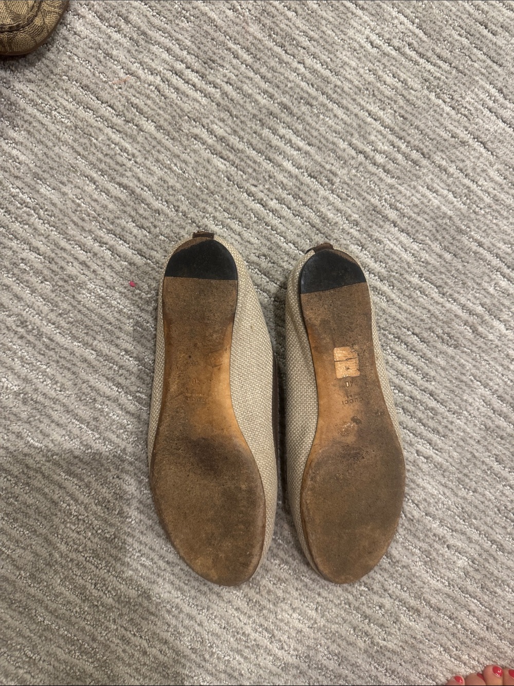 Vintage Gucci Logo Canvas Ballet Flats Made in Italy Size 40 - Picture 4 of 5